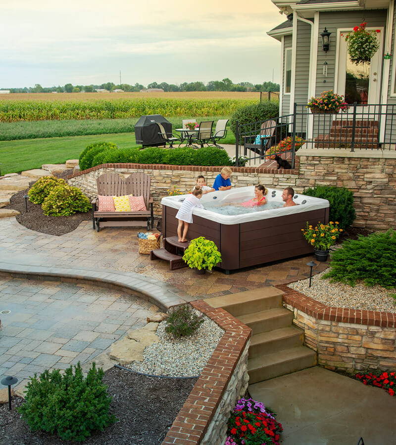 landscape hot tub